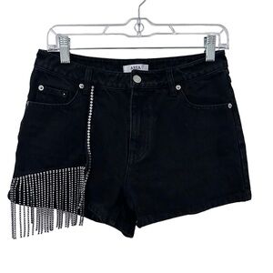 Area Rhinestone Cutout Shorts Black Medium